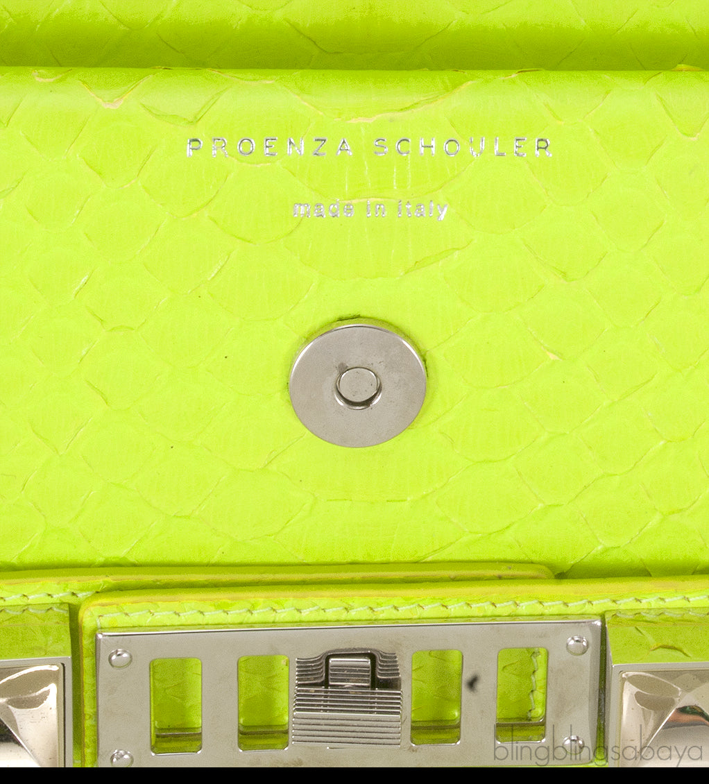 Neon Green Python PS11 Shoulder Bag