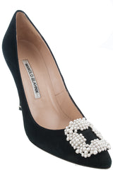 Black Hangisi Suede Pearl Pump