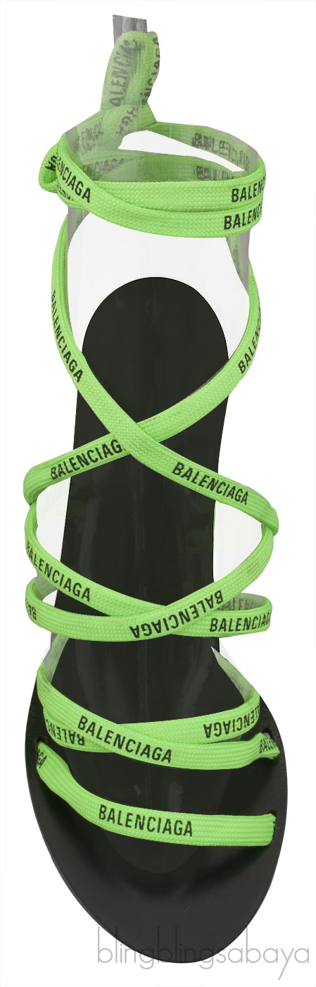 Green Logo Lace Up Heels