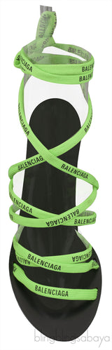 Green Logo Lace Up Heels