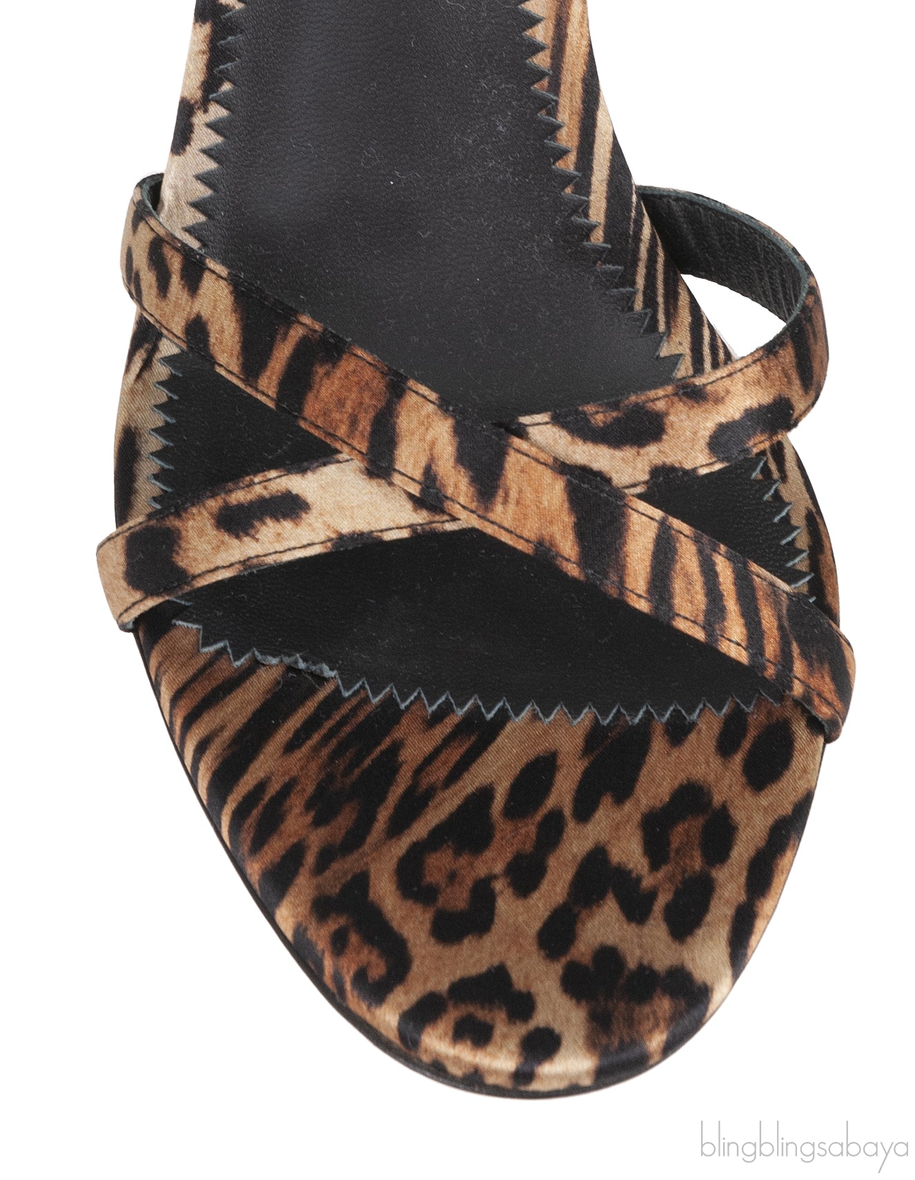 Leopard Print Satin Crystal Sandals
