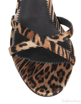 Leopard Print Satin Crystal Sandals