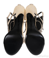 Giuseppe Zanotti Python Embossed Beige Crystal Sandals