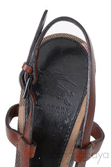 Brown Leather Strappy Wedge Sandals