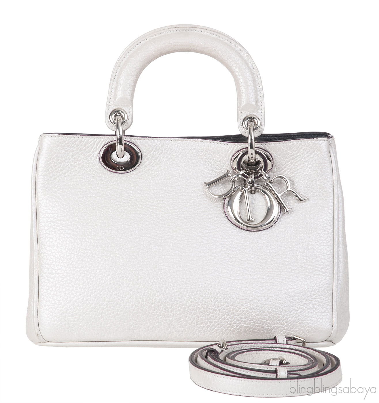 Christian Dior Diorissimo Metallic White Mini Tote Bag