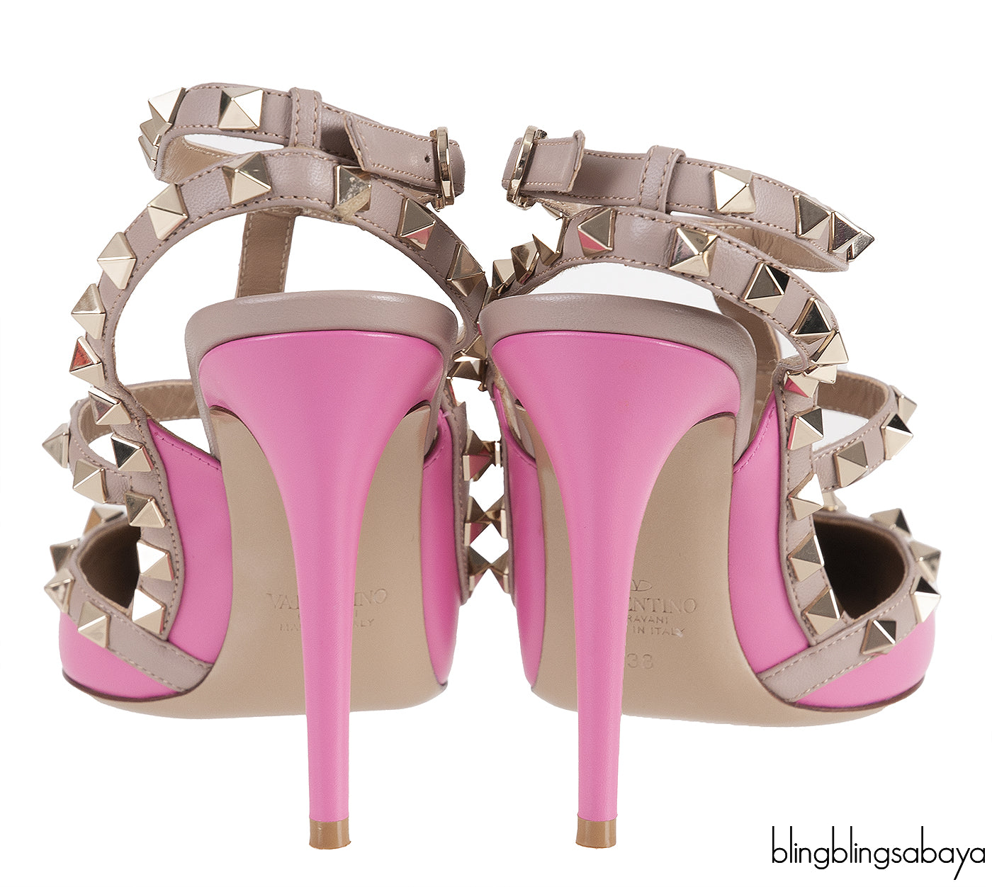 Pink Rockstud Pointed Toe Heels