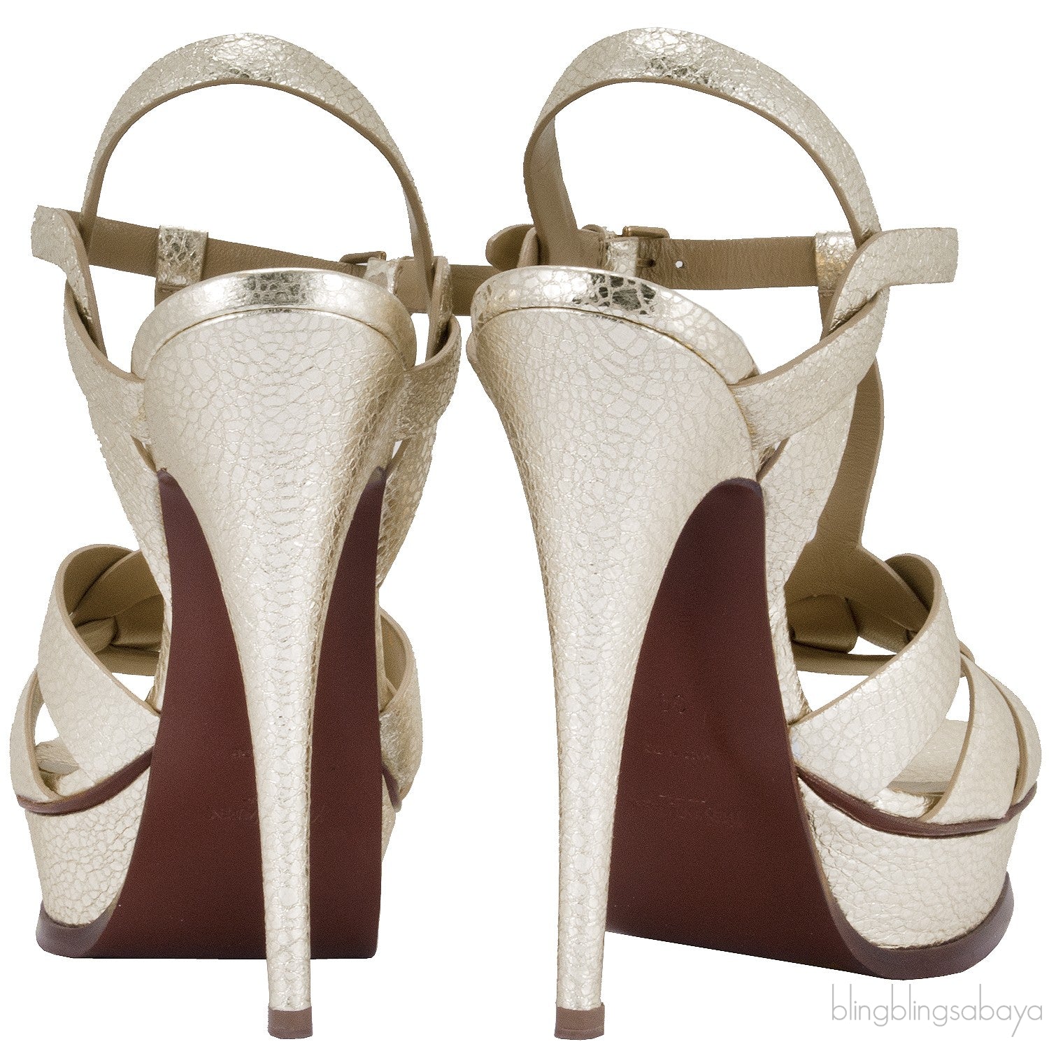 Tribute Gold Textured Leather Heels