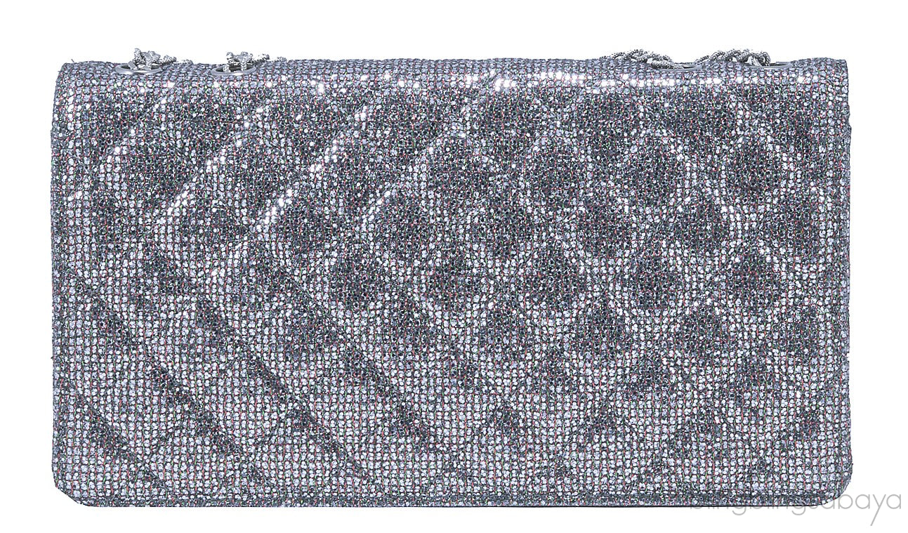 2.55 Silver Quilted Glitter Flap Bag