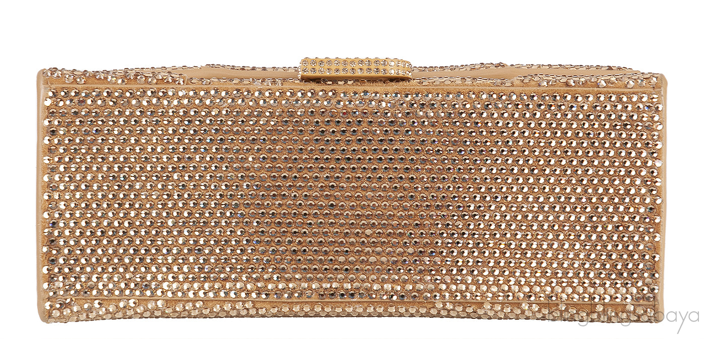 Hourglass XS Gold Rhinestone Suede Calfskin