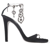 Black Heart Chain Strap Sandals