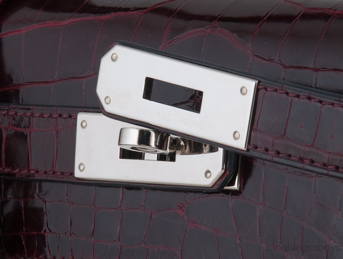 Kelly 28 Bordeaux Crocodile PHW
