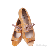 Miu Miu Brown Metal Bead Flat Peep Toe Shoes