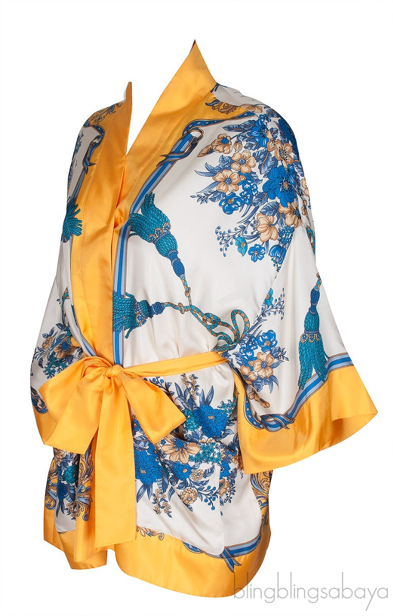 Printed Silk Kimono Top
