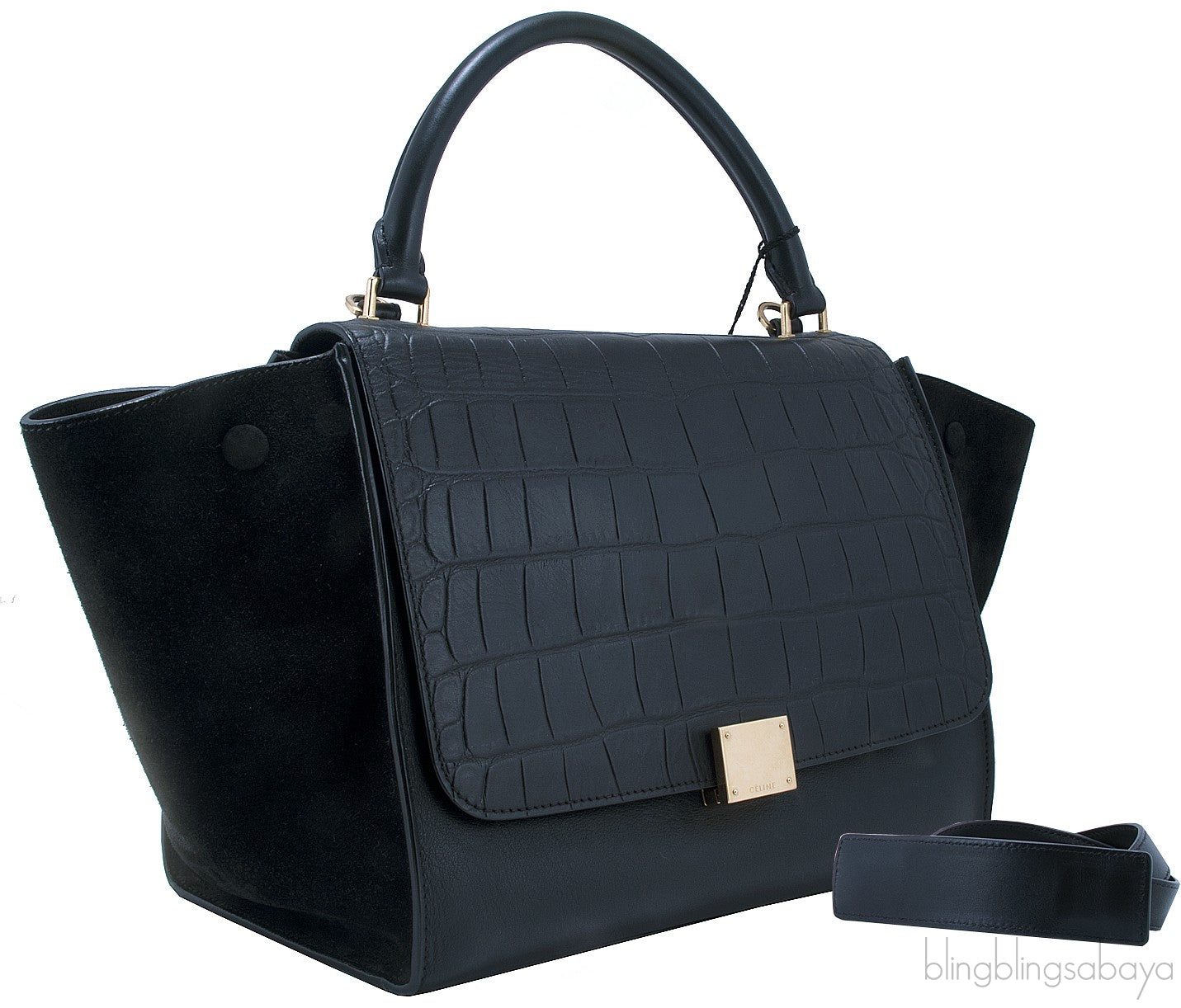 Trapeze Luggage Black Croco Print