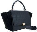Trapeze Luggage Black Croco Print