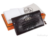 Hermes Kelly Wallet Burgundy Crocodile PHW