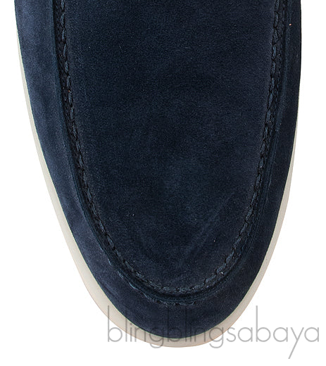 Navy Blue Open Walk Suede Loafer