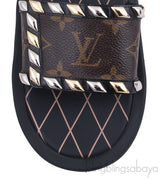 Brown Monogram Slide Sandals
