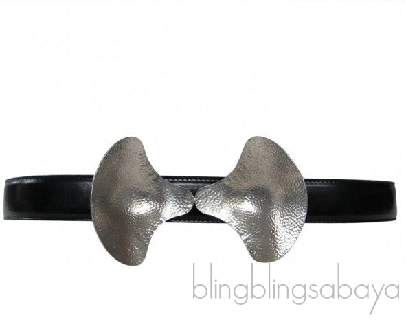 Black Sculptural Metal Bow Belt