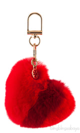 Red Fur Heart Keychain