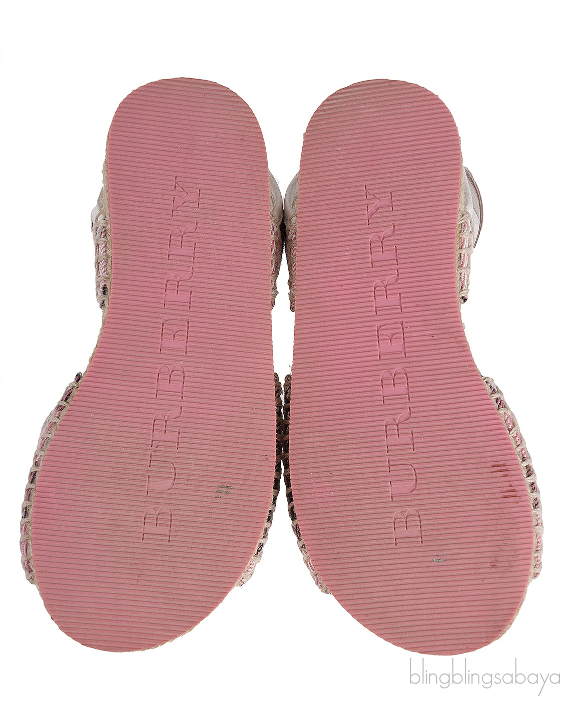 White Leather Pink Check Espadrille Kids Sandals
