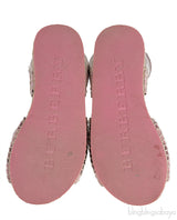 White Leather Pink Check Espadrille Kids Sandals