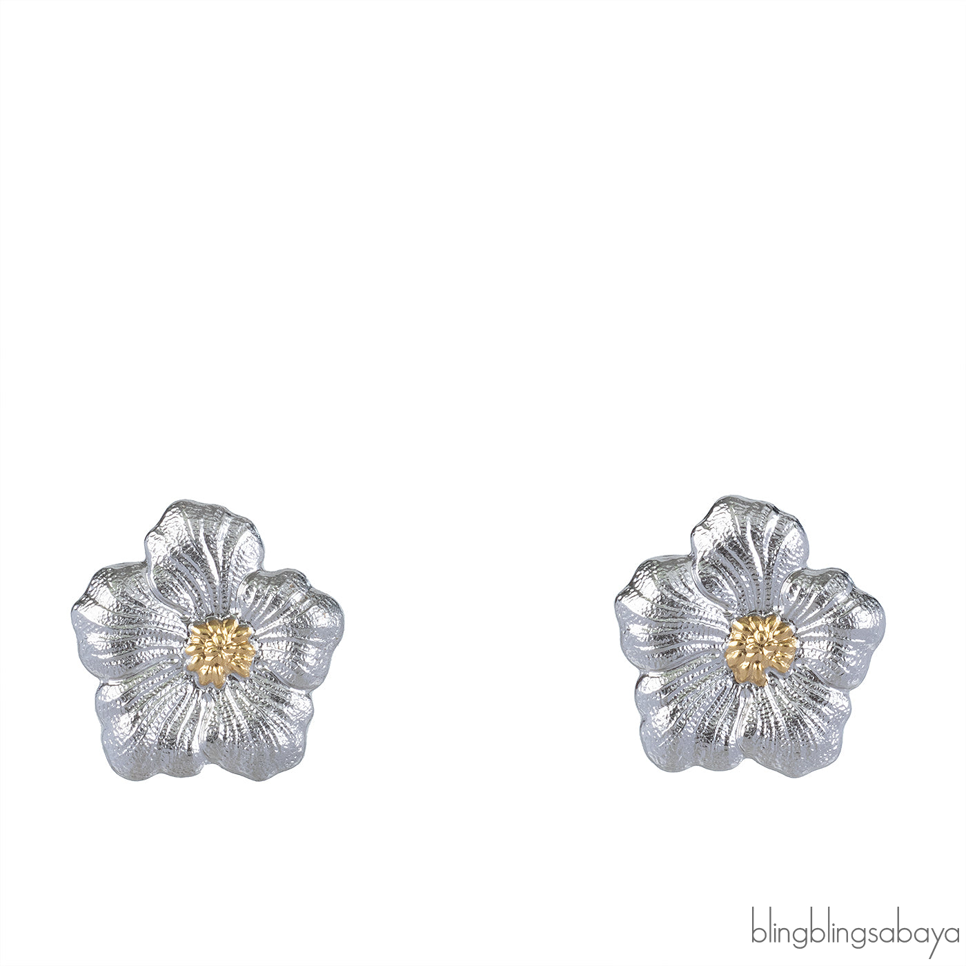Buccellati Blossoms Gardenia Silver and Vermeil Button Earrings