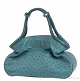 Yves Saint Laurent Green Ostrich Top Handle Bag