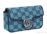 Blue GG Marmont Super Mini Bag PHW