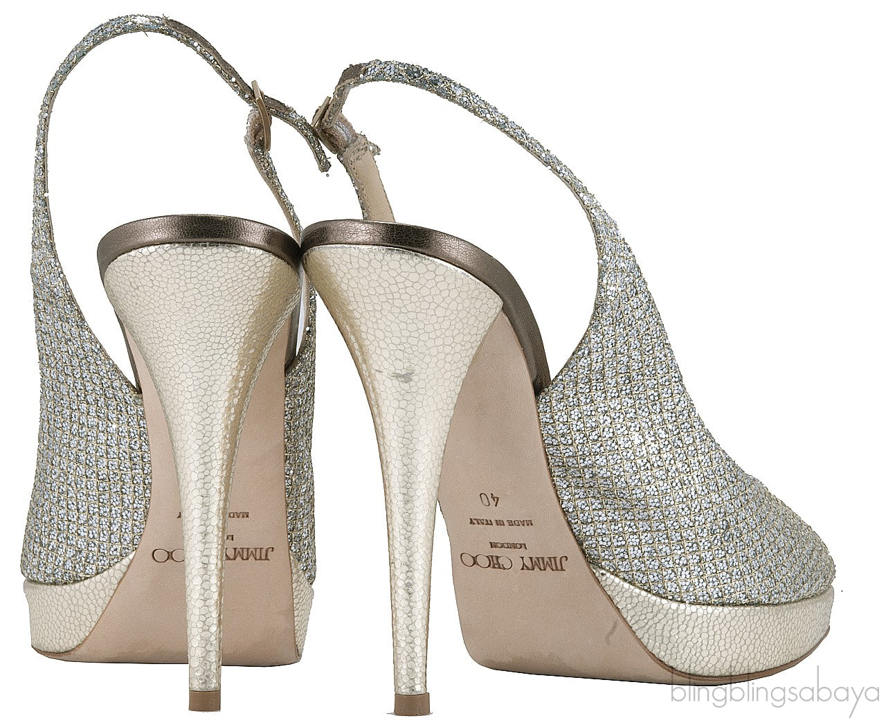 Champagne Glitter Mesh Slingback