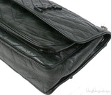 Yves Saint Laurent  Nikki Forest Green Medium Crinkled Leather Shoulder Bag