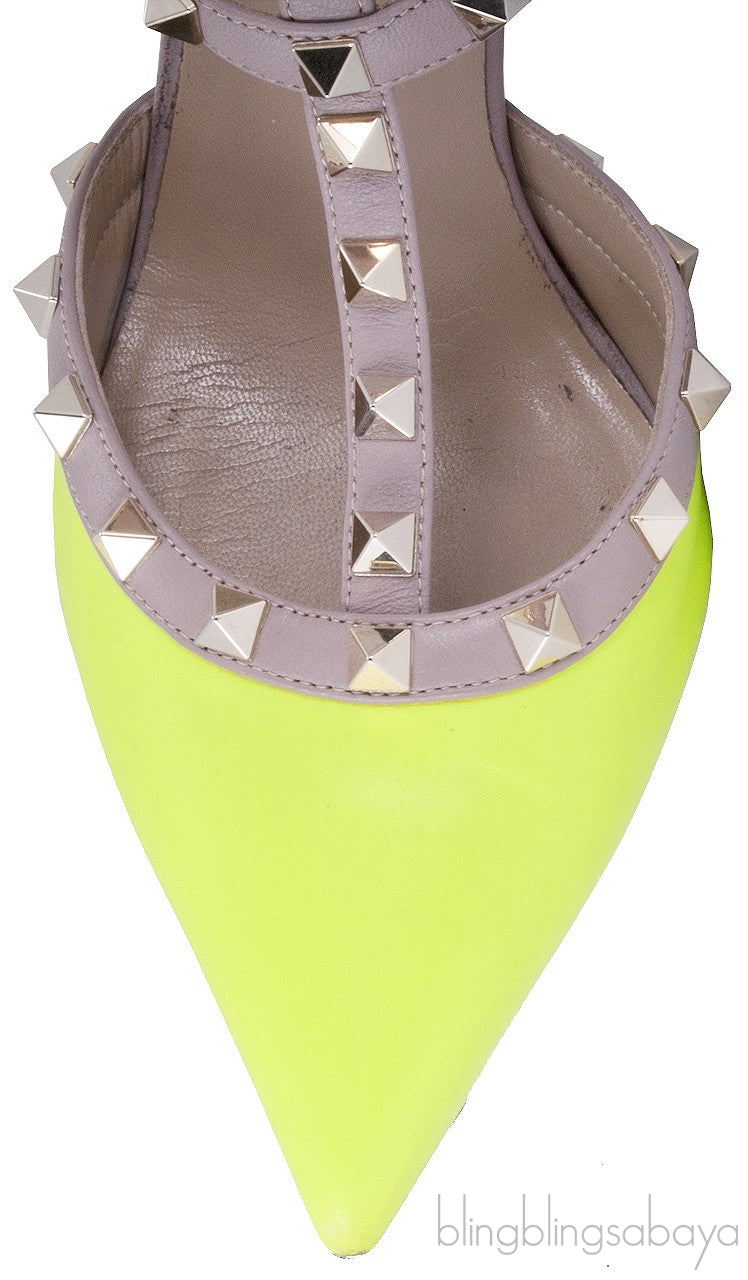 Lime Rockstuds Leather Pump