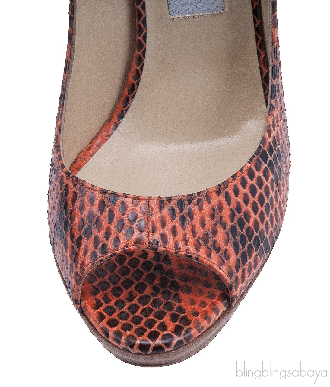 Python Orange Peep Toe