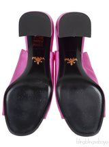 Pink Satin Chunky Heel Sabot Mules 38