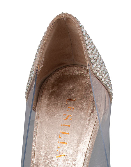 PVC Light Gold Crystal Heels