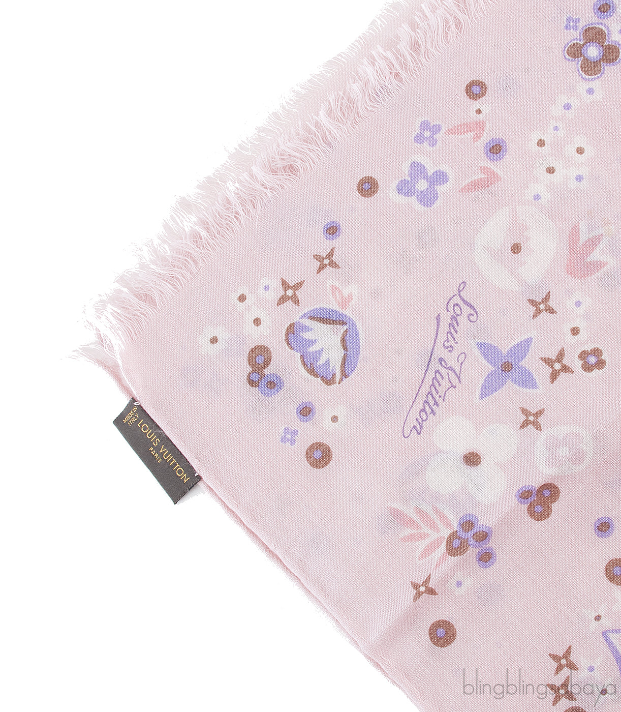 Pink Monogram Print Stole