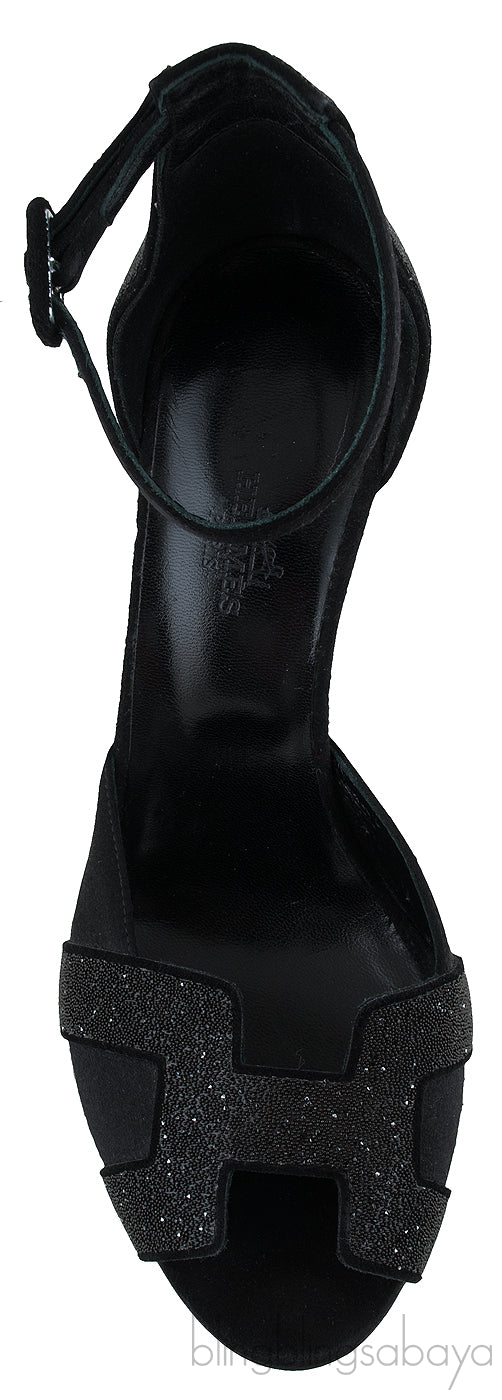 Premiere Glitter Black Slingback Heels
