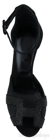 Premiere Glitter Black Slingback Heels