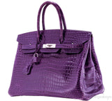 Birkin 35 Amethyst Porosus Crocodile