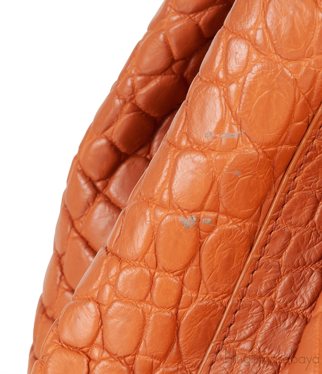 Bottega Veneta The Pouch Camel Croc Clutch