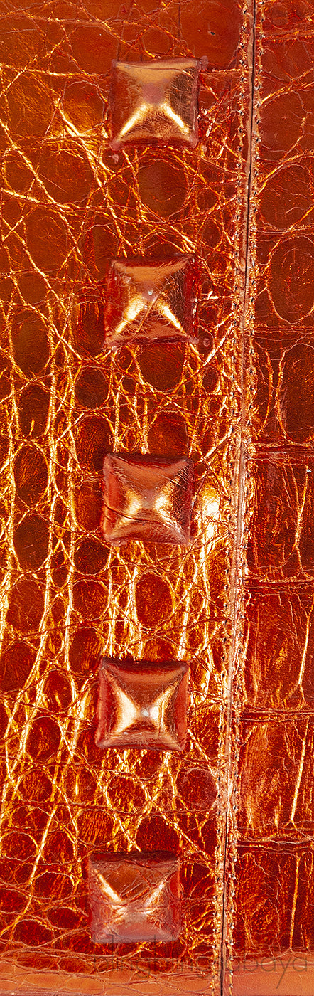 Nancy Gonzalez Orange Crocodile Studded Clutch