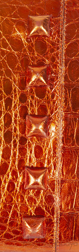 Nancy Gonzalez Orange Crocodile Studded Clutch