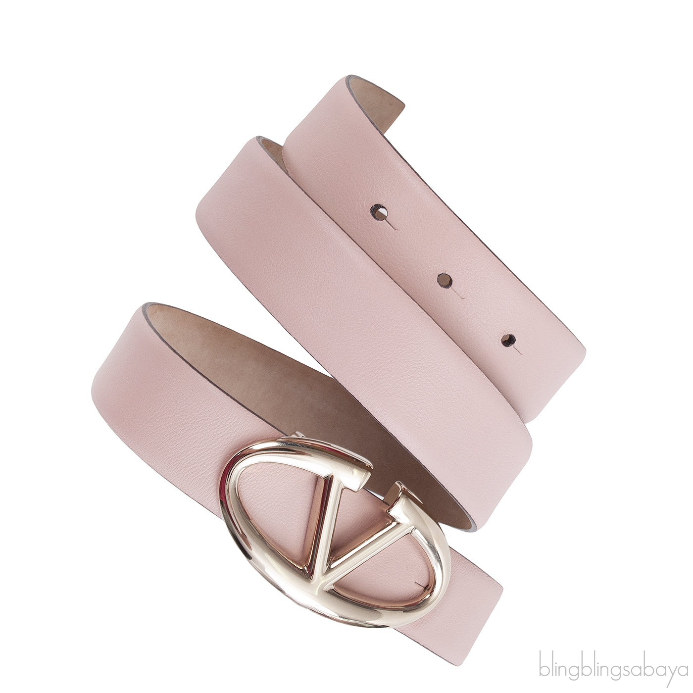 Valentino Garavani Old Pink V Buckle Belt