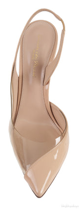 Nude PVC Slingback Pumps