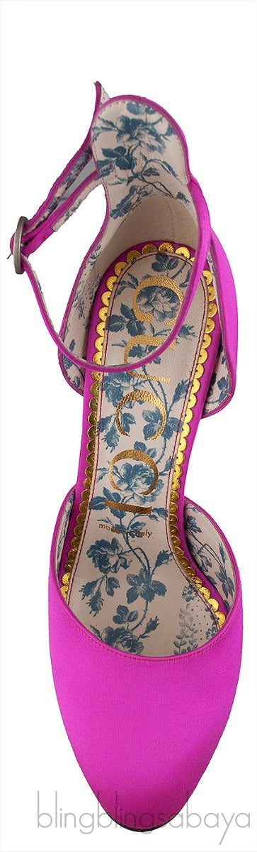 Fuchsia Satin Daisy 105 Slingback