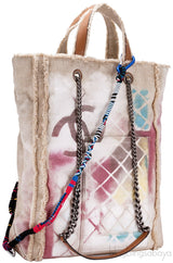 Beige Graffiti Canvas Tote