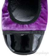 Prada Velvet Purple & Black Sport Ballet Flats