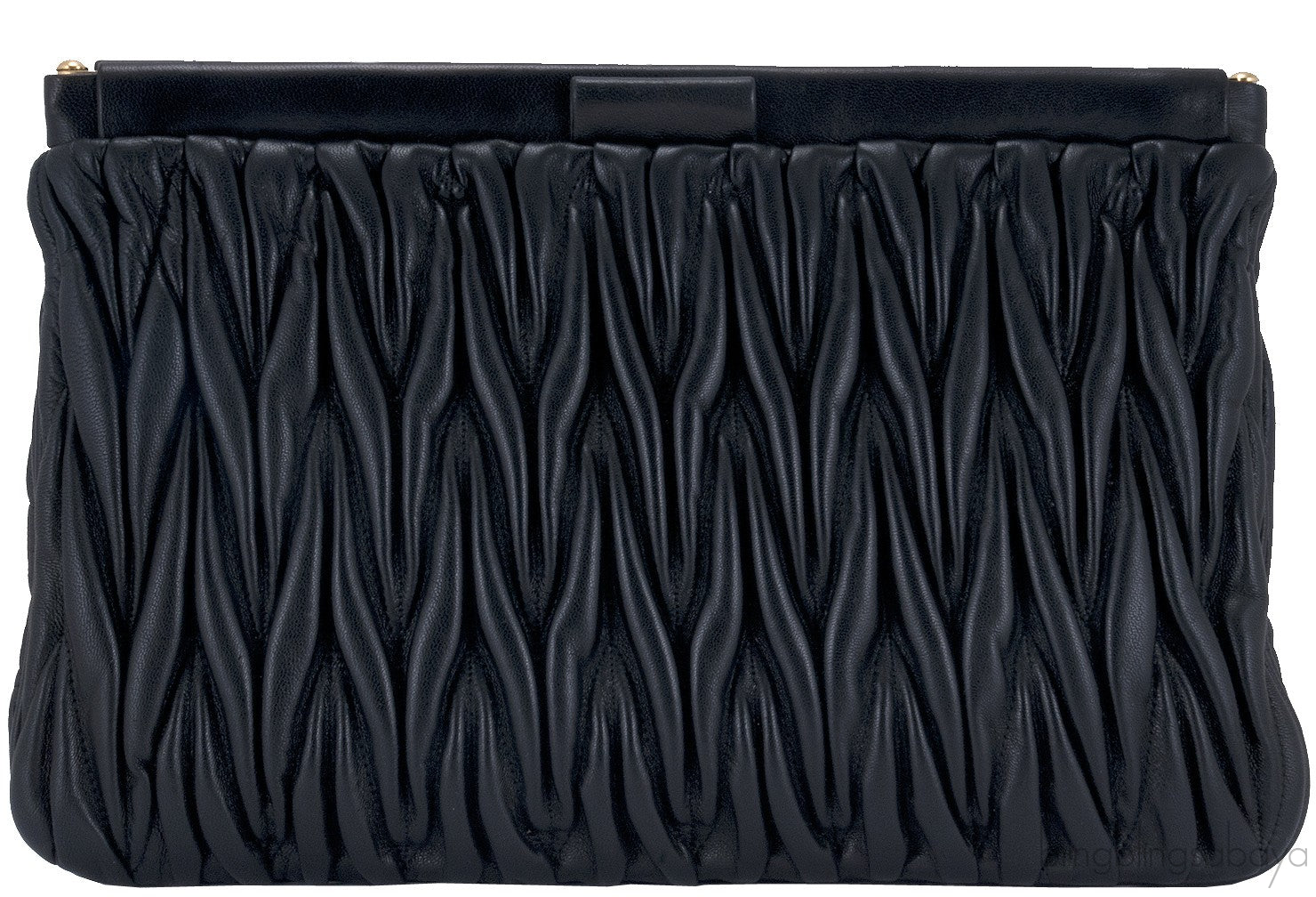 Black Matelasse Leather Clutch
