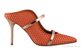 Maureen Orange Woven Satin Mules