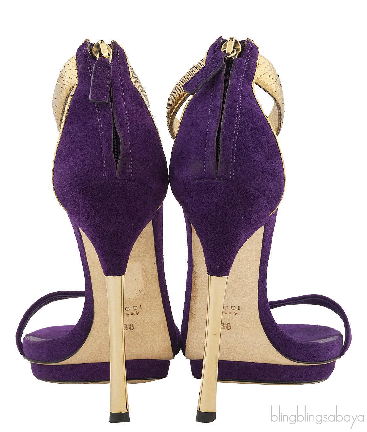 Purple Suede Gold Sandals